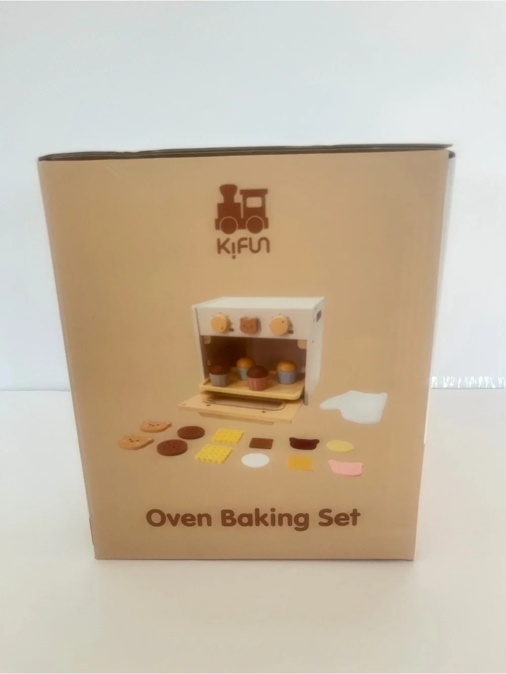 Wooden Oven Baking Set - Cream & Tan Kids Learning Toy